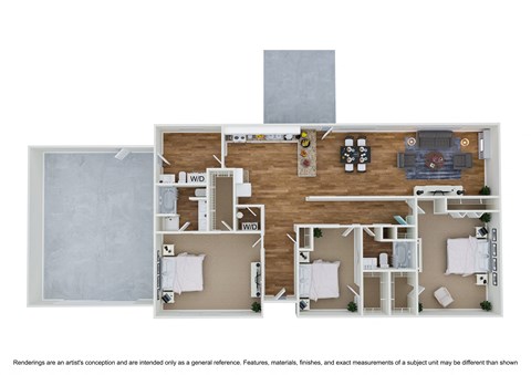 Floor plan for 3 beds, 2 baths, 2400 sqft